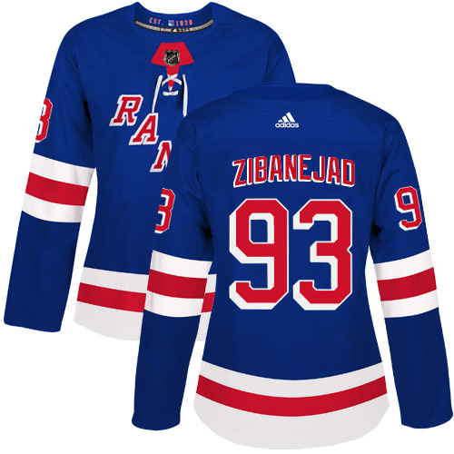Adidas New York Rangers #93 Mika Zibanejad Royal Blue Home Authentic Women Stitched NHL Jersey